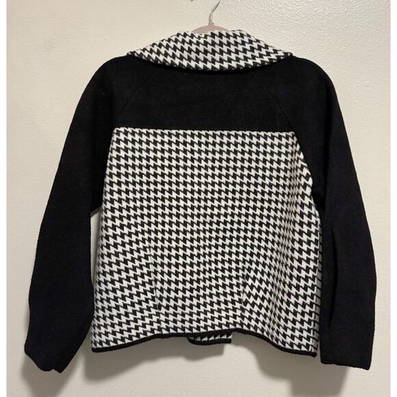 Magaschoni Double Breasted Notch Lapel Cropped Houndstooth Knit Jacket Small - Picture 2 of 10